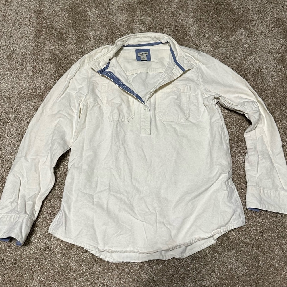 L. L. Bean Women’s White Long Sleeve Shirt 100% cotton